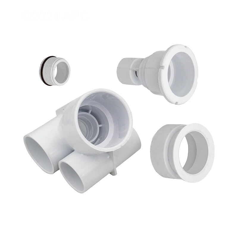 POLY STORM GUNITE THREAD IN JET TEE ASSY 1.5" SKT X 2" SKT WHITE