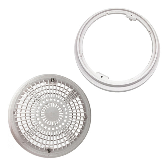 8" TRU FLO DRAIN COVER & FRAME WHITE WATERWAY