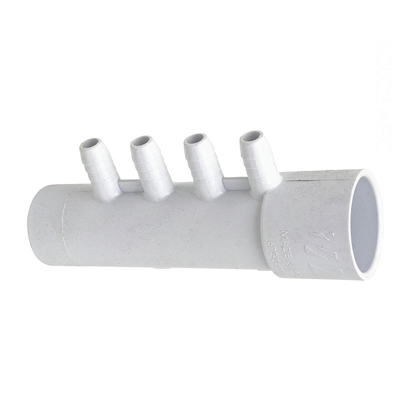 MANIFOLD 1" SPIGOT X 1" SKT x FOUR 3/8" RIBBED BARB PORTS