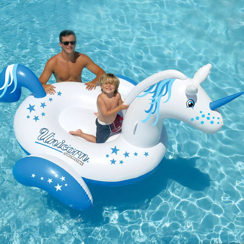 Swimline Animal Ride-On Float | Giant Unicorn | White/Blue | SWL90708